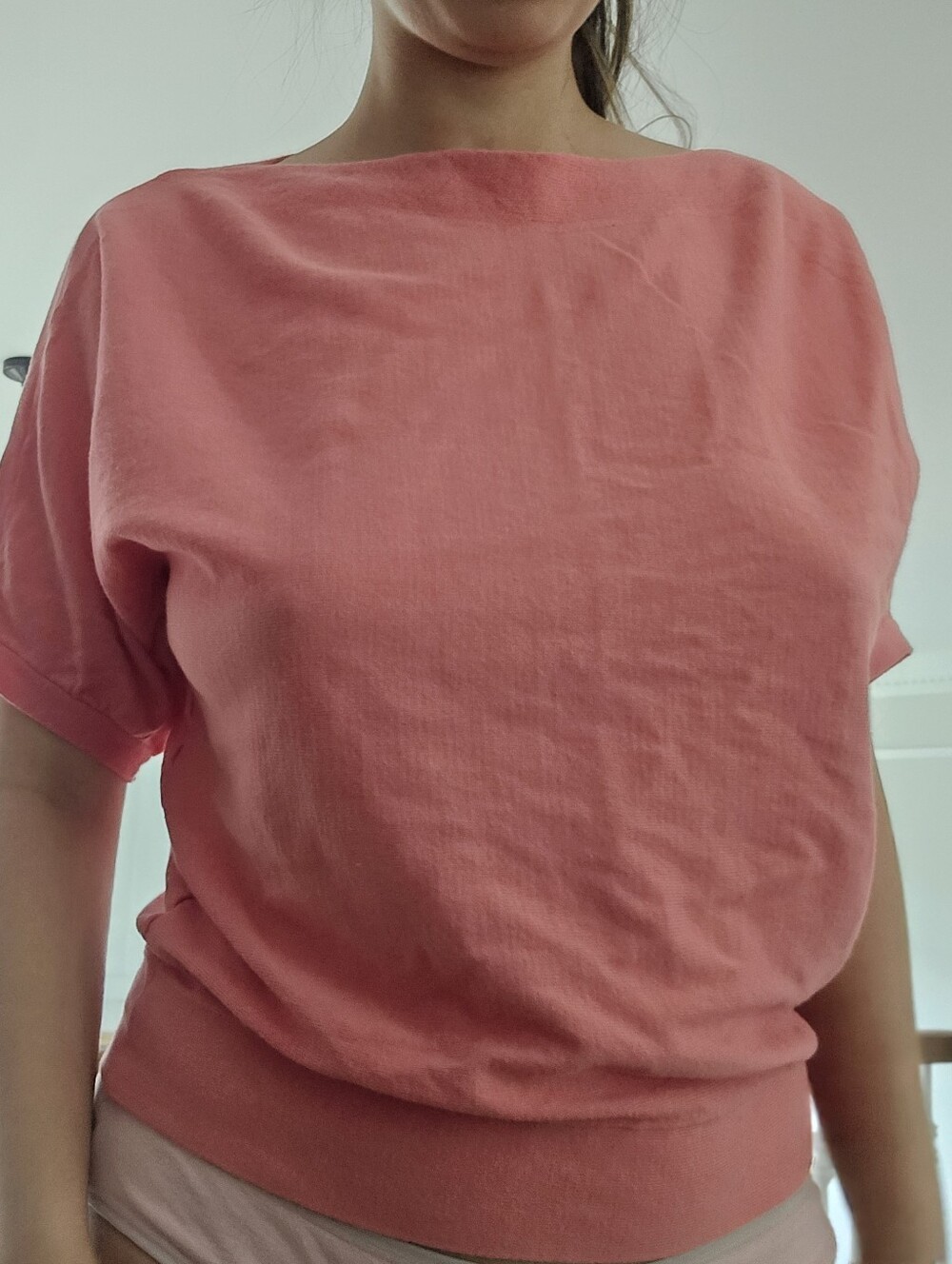 Talbots Salmon Cotton-blend Boatneck Top Size Small